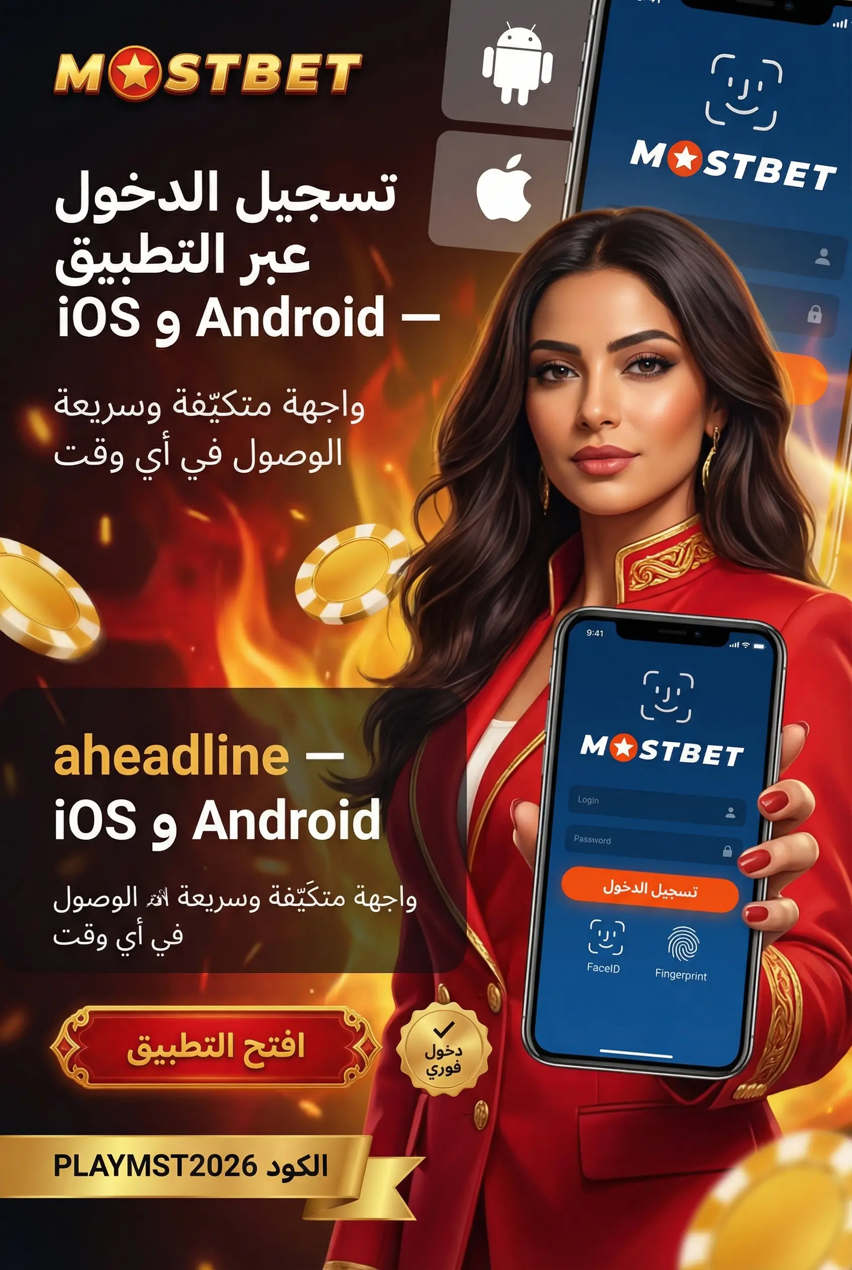 تسجيل الدخول عبر تطبيق Mostbet على الهاتف