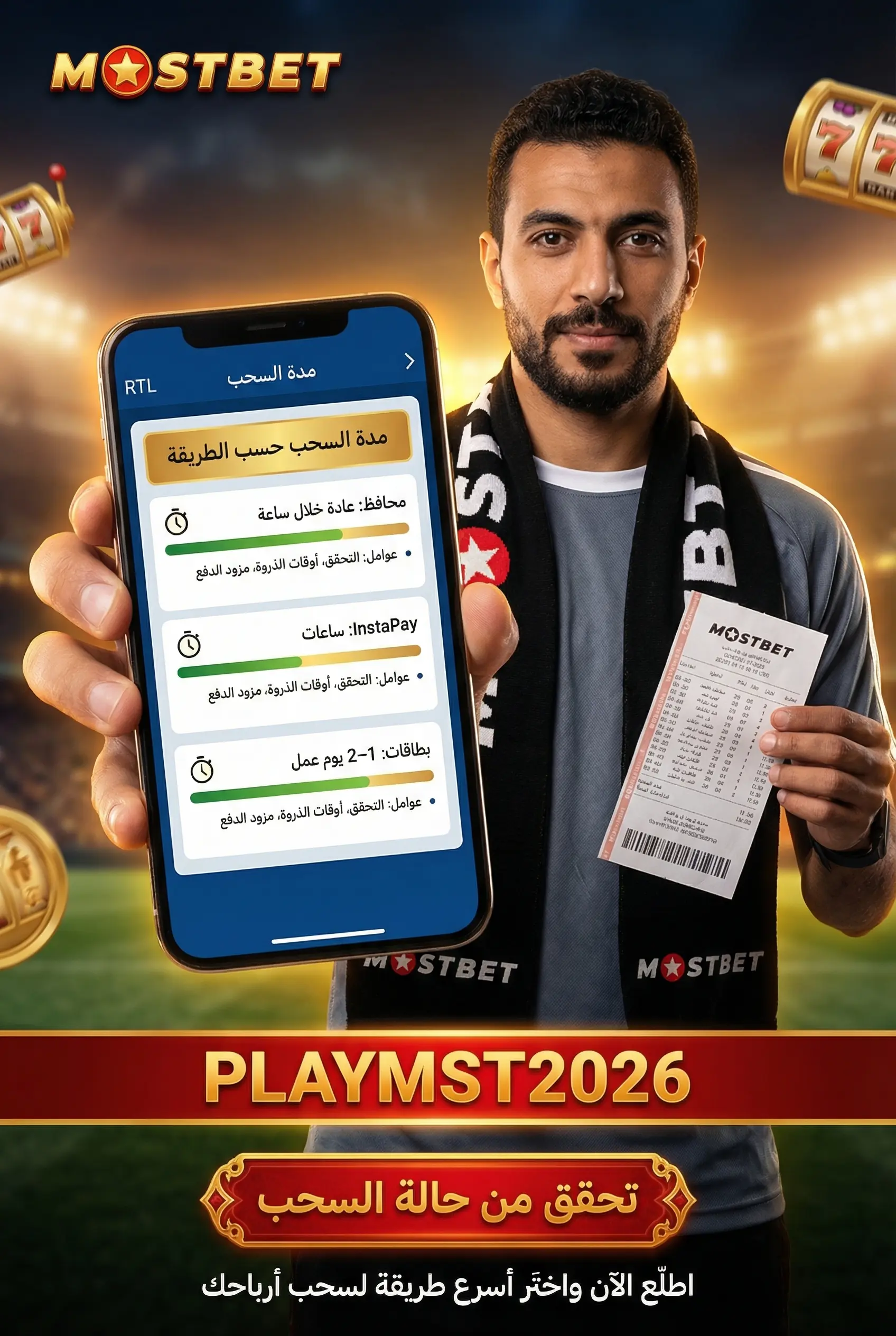صورة عمودية لمدة سحب الأرباح في Mostbet