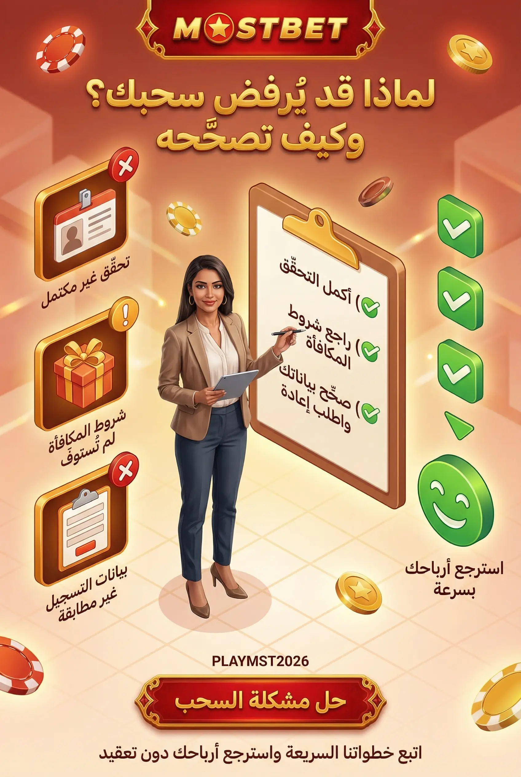 صورة عمودية لأسباب رفض السحب في Mostbet