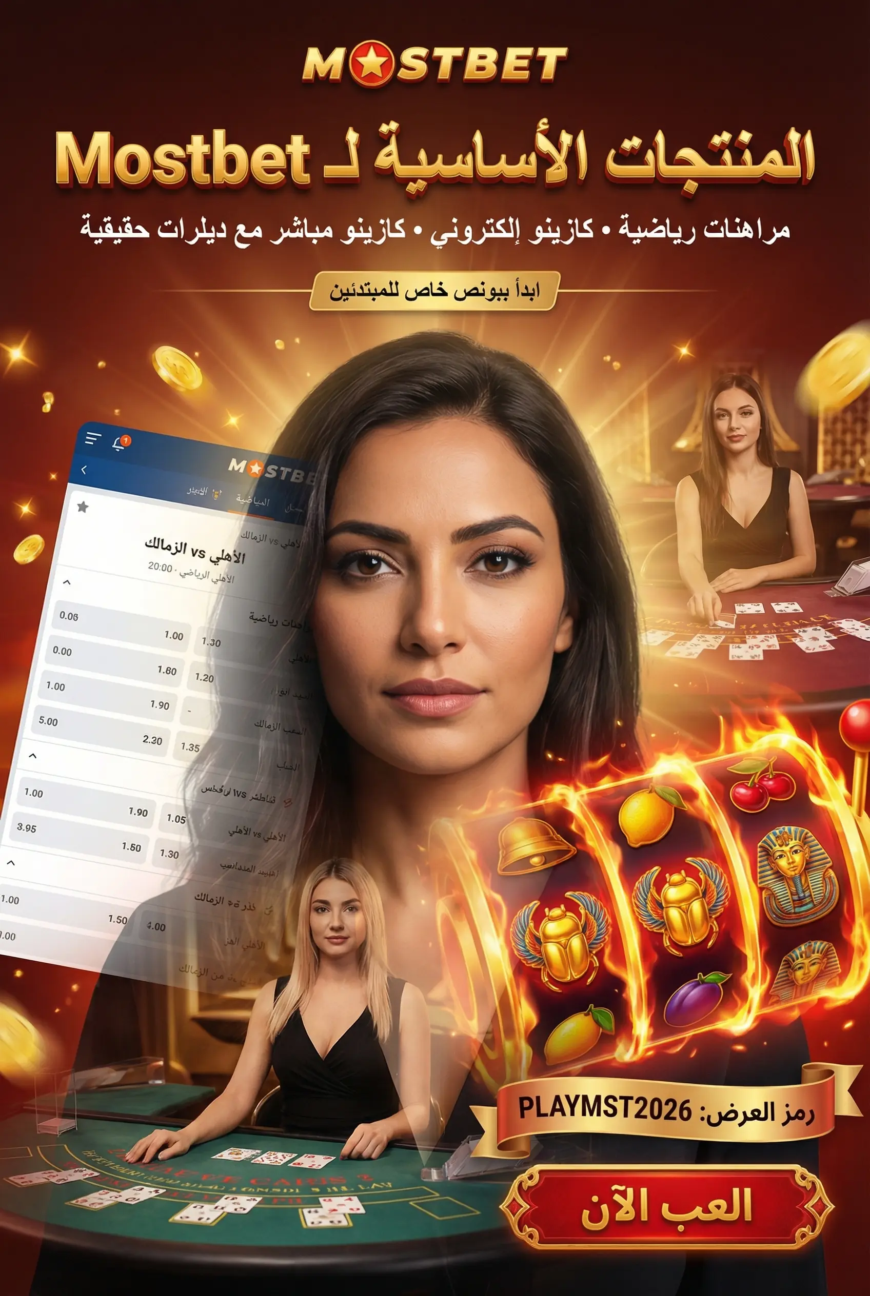 صورة عمودية لمنتجات Mostbet المتاحة للمستخدمين