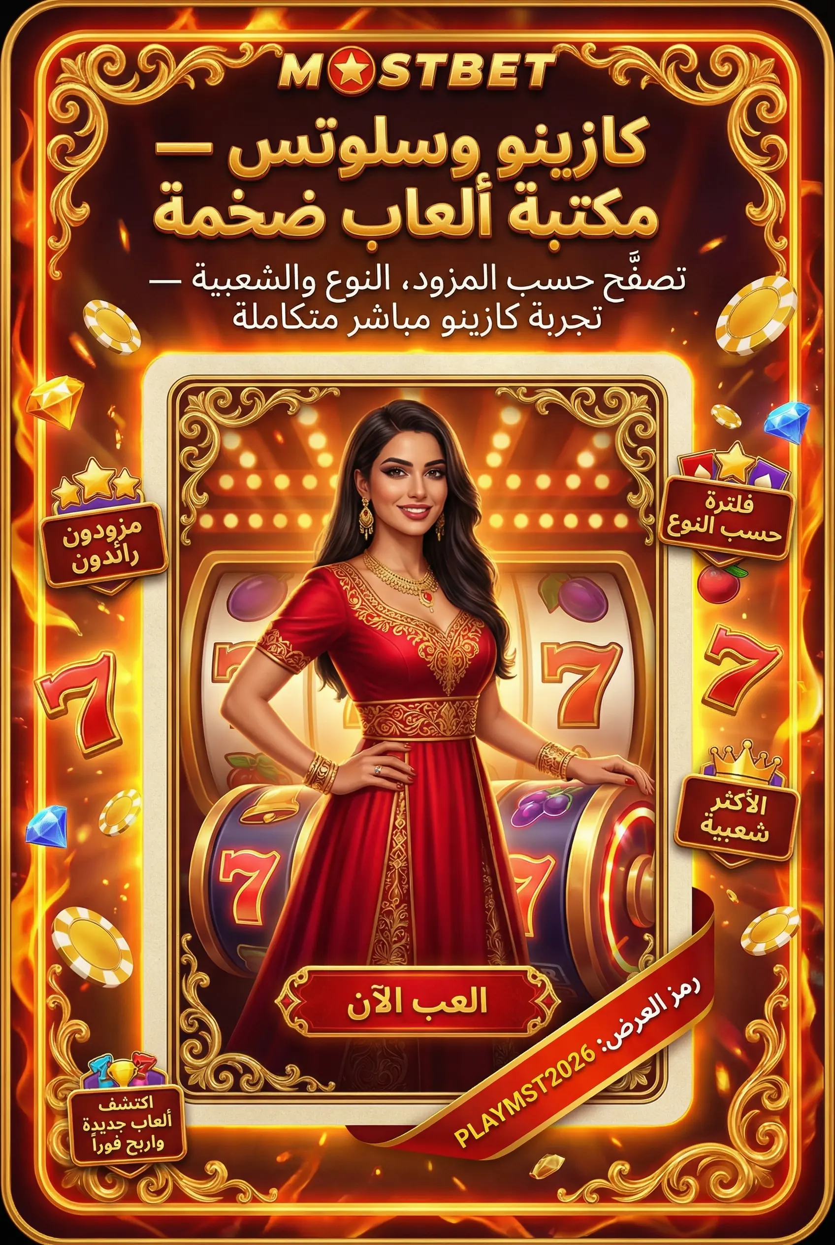 صورة عمودية لقسم الكازينو والسلوتس في Mostbet