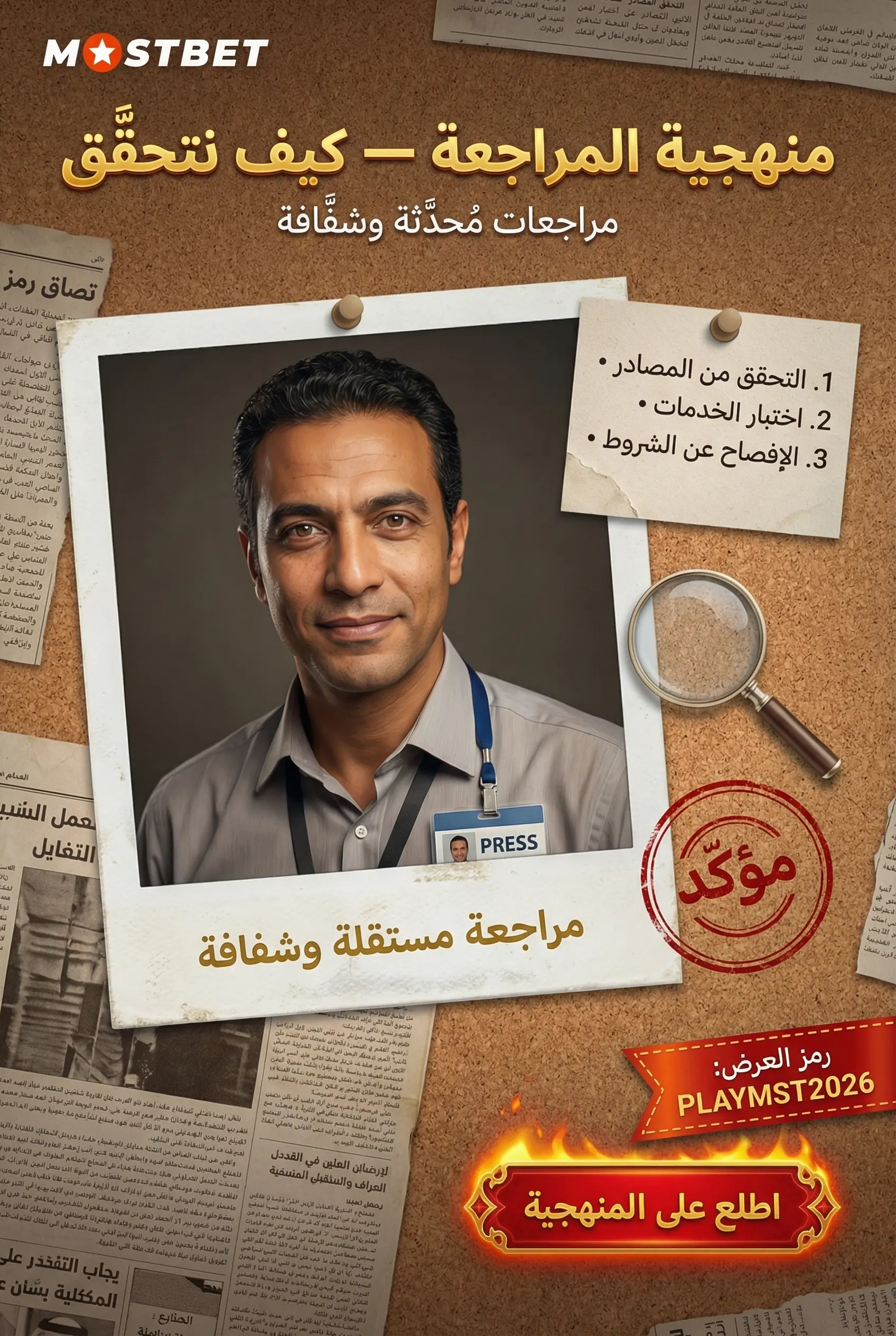 صورة عمودية توضح إيجابيات وسلبيات Mostbet